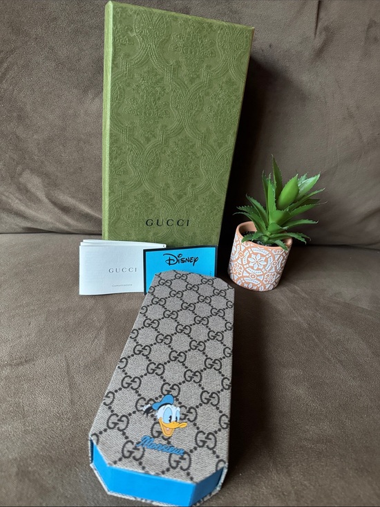 Gucci Other - Gucci Brown Monogram Pencil Box with Donald Duck Accent - Brown & Blue